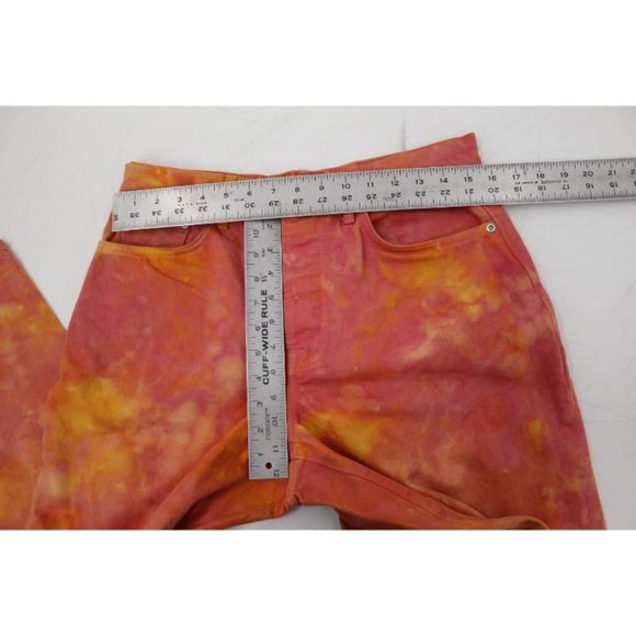 Stussy Jeans Mens 28 Wonderland Dye Big Ol Wide Leg Button Fly Pinkish Yellow - Picture 6 of 16